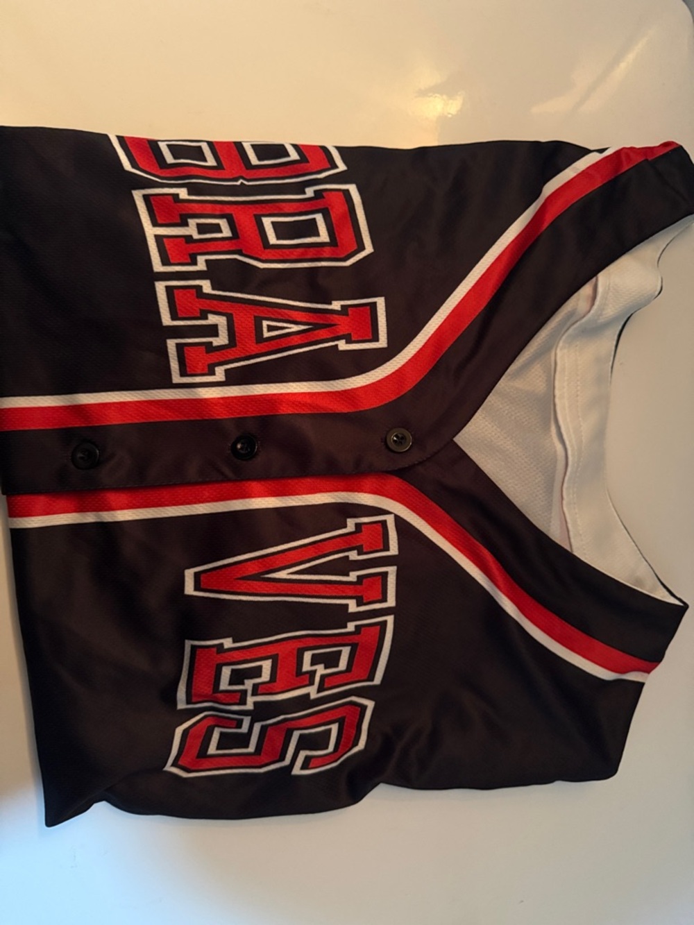 Amazon Black and Red Button Down Top